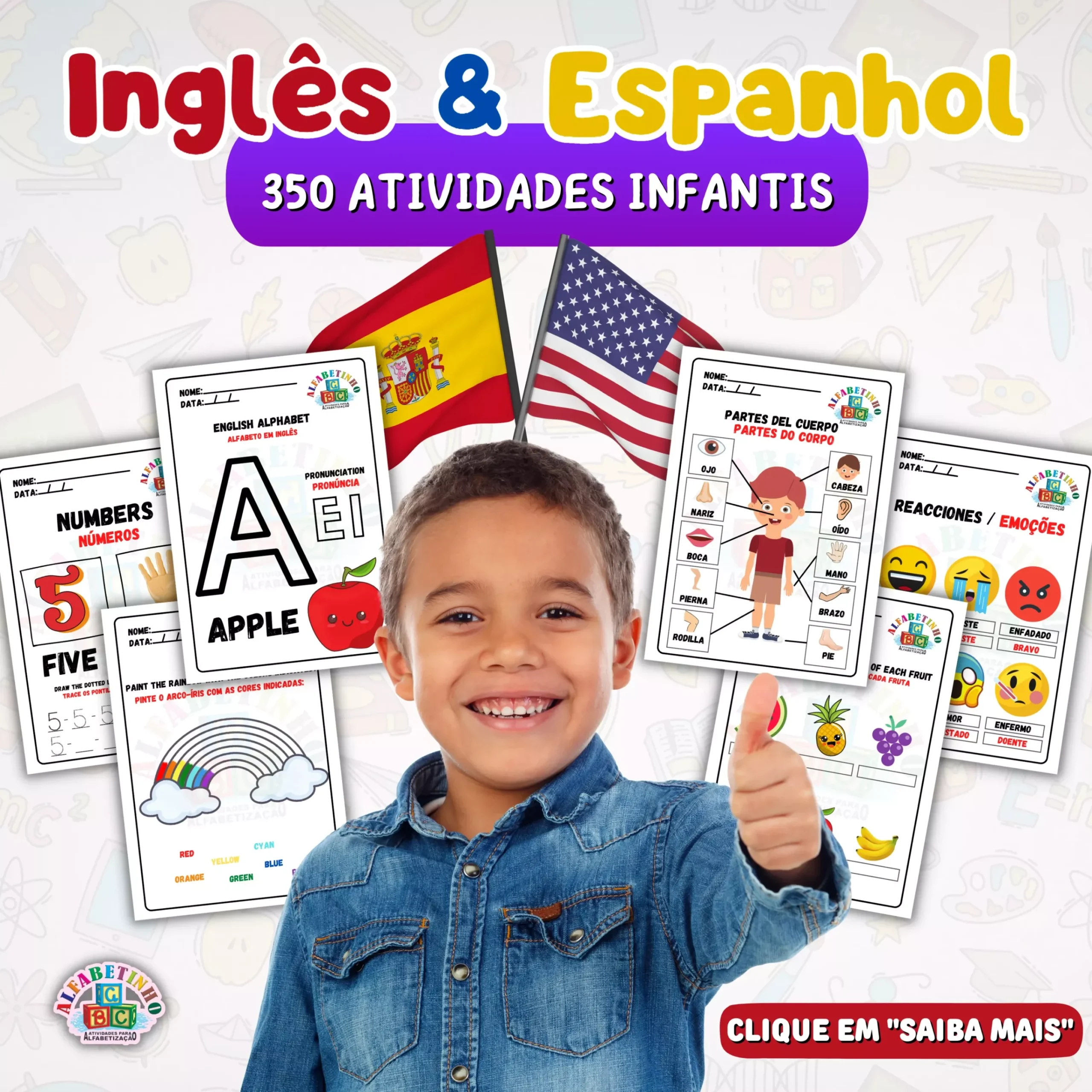 inglês & espanhol, 350 atividades infantis