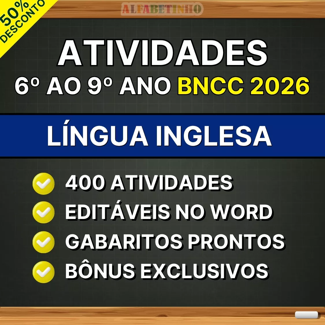 atividades prontas 6º ao 9º ano bncc 2026, língua inglesa, editáveis no word, gabaritos prontos