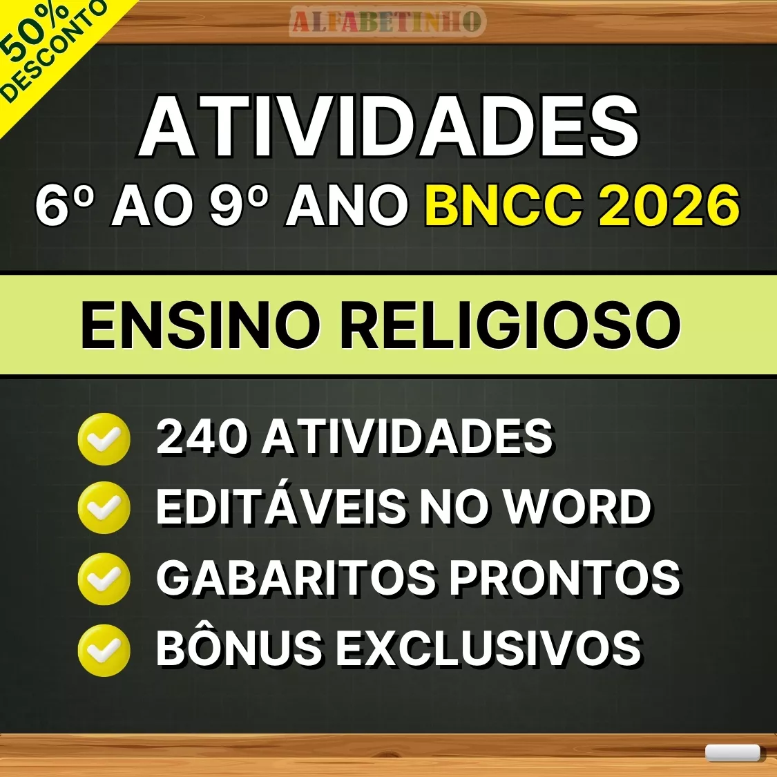 atividades prontas 6º ao 9º ano bncc 2026, ensino religioso, editáveis no word, gabaritos prontos