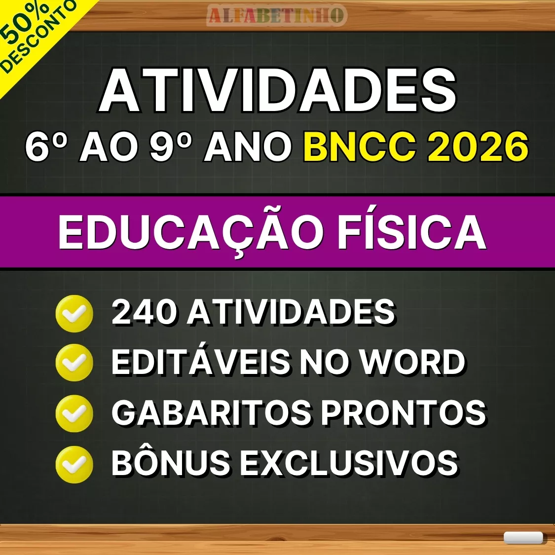 atividades prontas 6º ao 9º ano bncc 2026, educação física, editáveis no word, gabaritos prontos