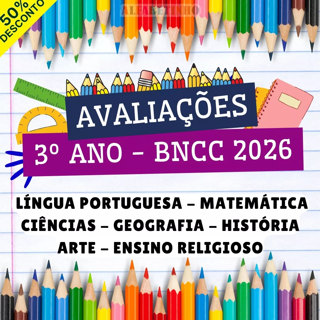 avaliações, 3º ano - bncc 2026, língua portuguesa, matemática, ciências, geografia, história, arte, ensino religioso