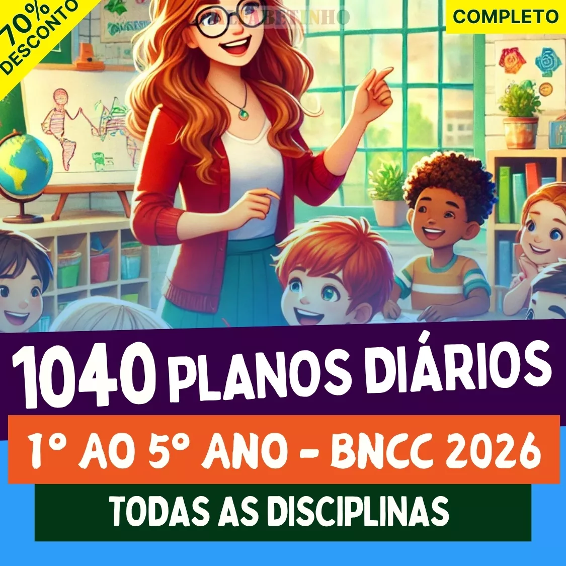 1040 plano de aula pronto diários, 1º ao 5º ano - bncc 2026, todas as disciplinas