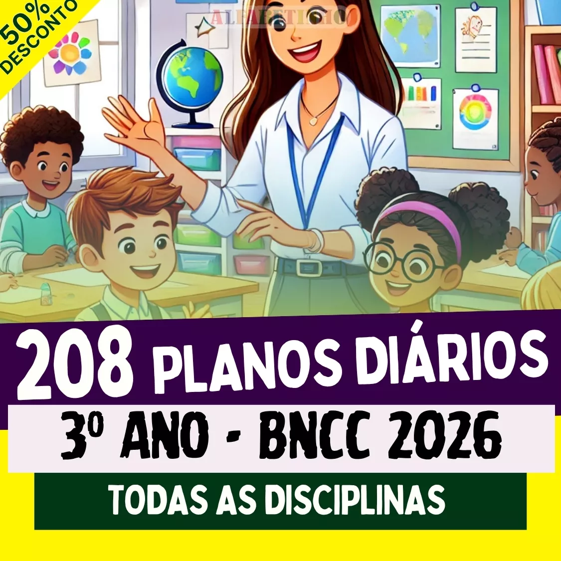 208 plano de aula pronto diários, 3º ano - bncc 2026, todas as disciplinas