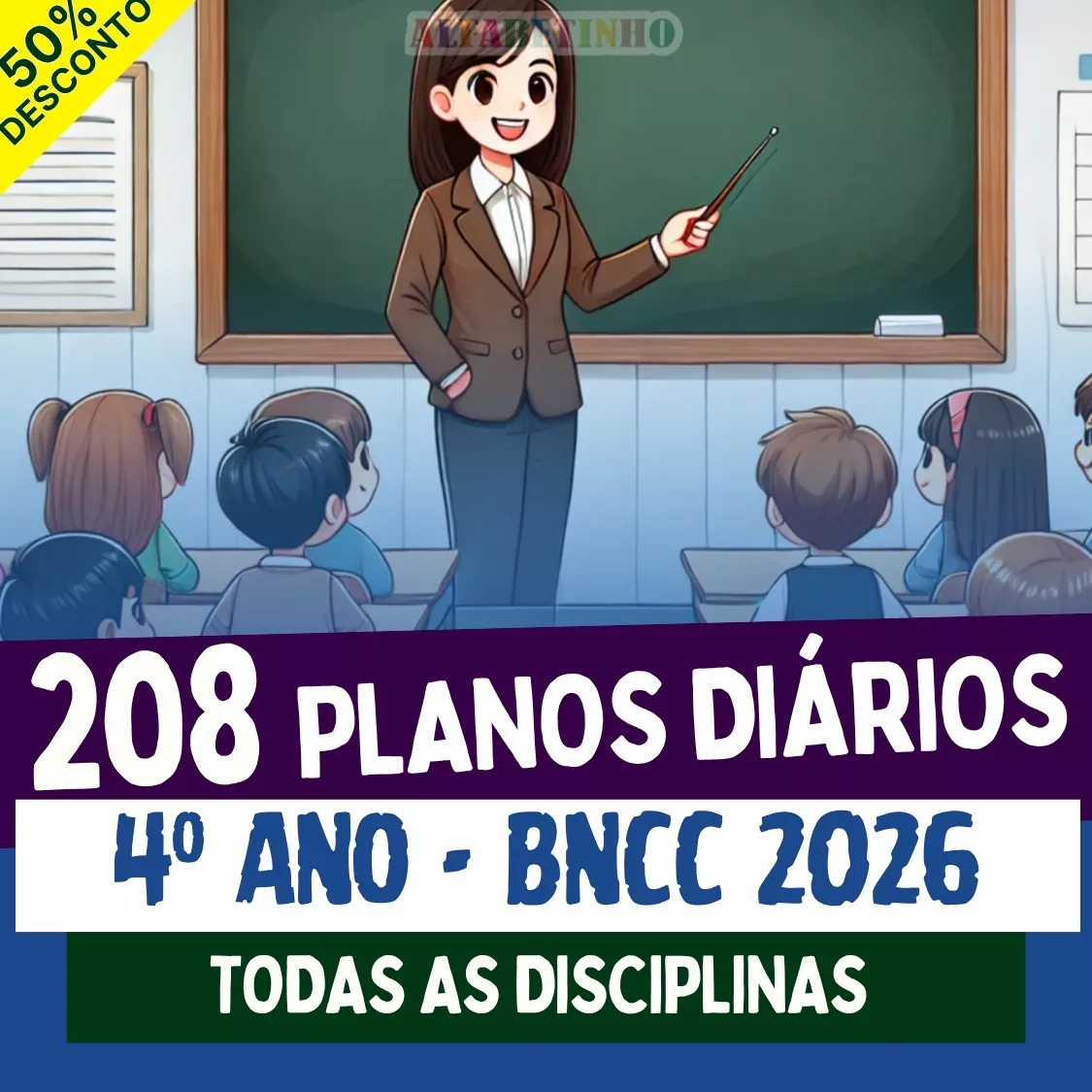 208 plano de aula pronto diários, 4º ano - bncc 2026, todas as disciplinas
