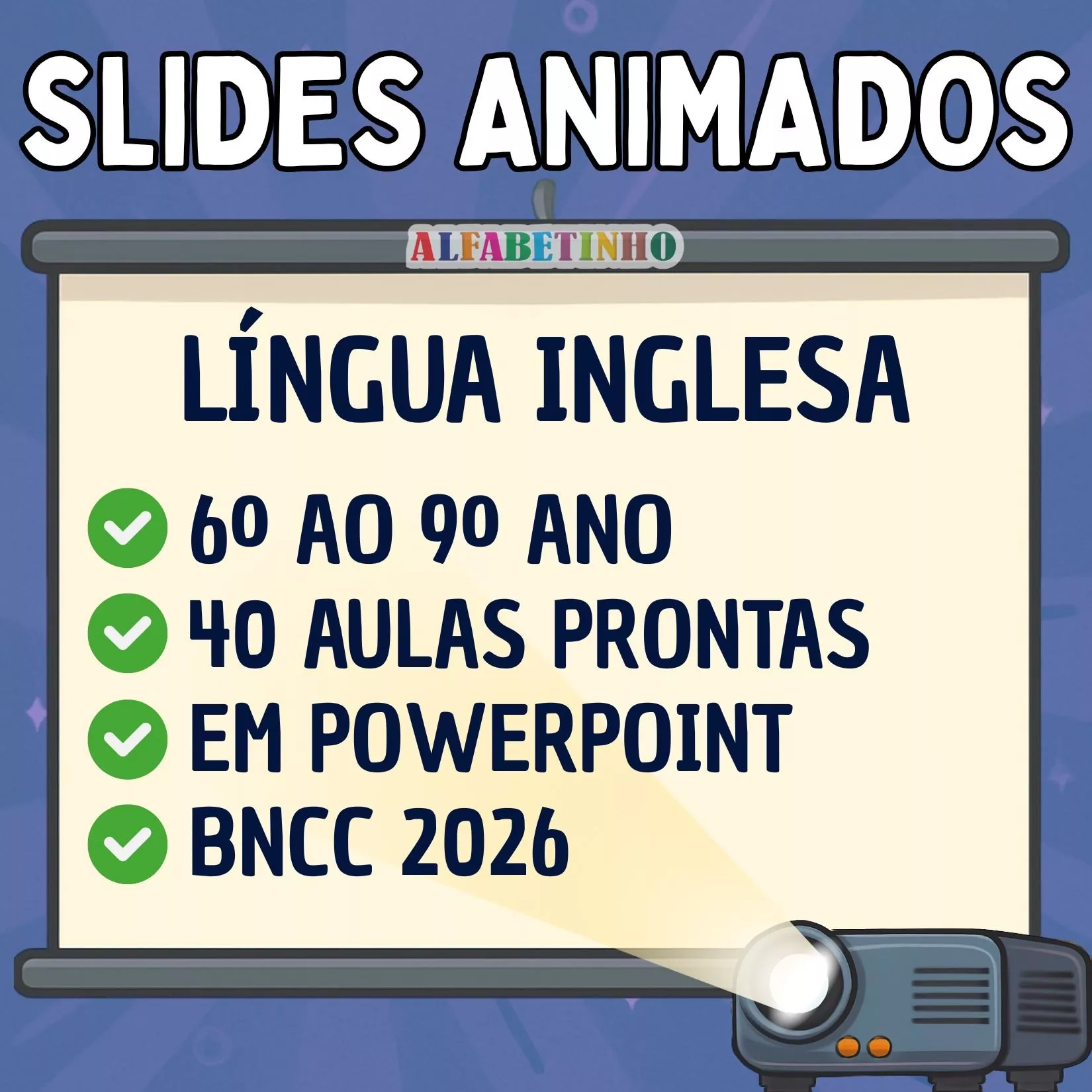 slides animados língua inglesa 6º ao 9º ano bncc 2026, 40 aulas prontas, em powerpoint