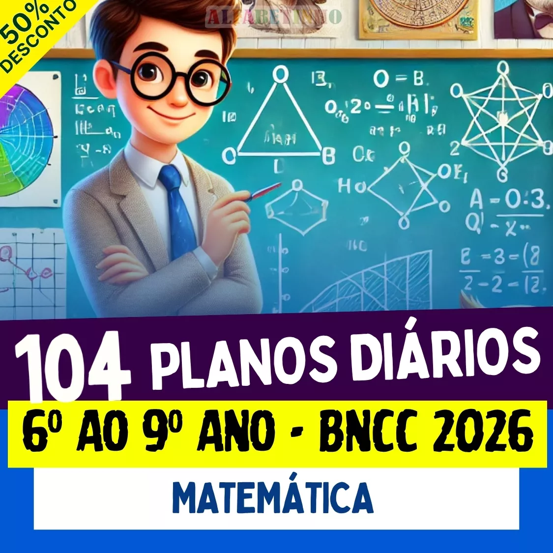 plano de aula pronto diário 6º ao 9º ano bncc 2026, matemática, 104 planos diários