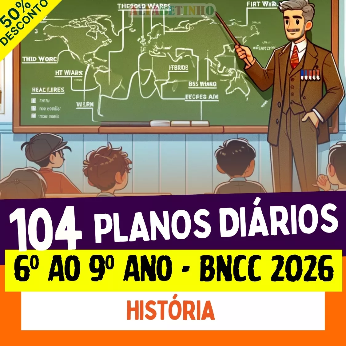 plano de aula pronto diário 6º ao 9º ano bncc 2026, história, 104 planos diários