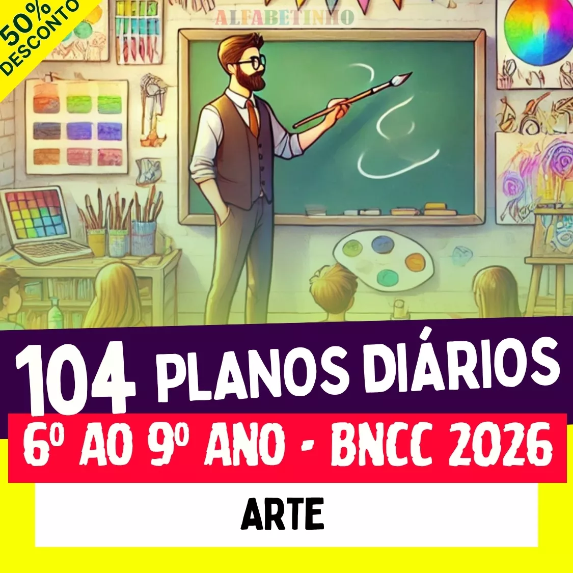 plano de aula pronto diário 6º ao 9º ano bncc 2026, arte, 104 planos diários