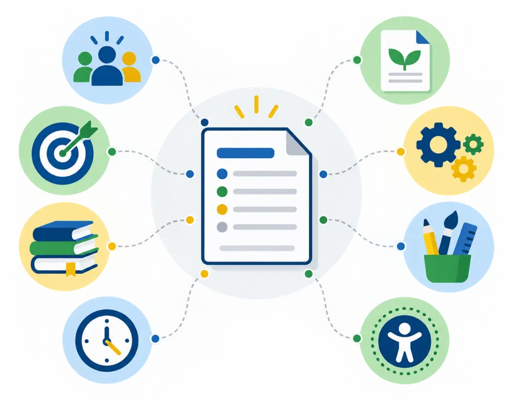 Como fazer um plano de aula passo a passo e com modelo 1 Infográfico com os principais elementos de um plano de aula
Título: Elementos de um plano de aula